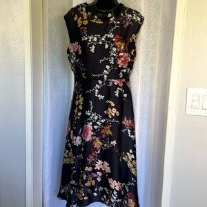 RINASIMENTO NAVY FLORAL SWING DRESS Sz: L
